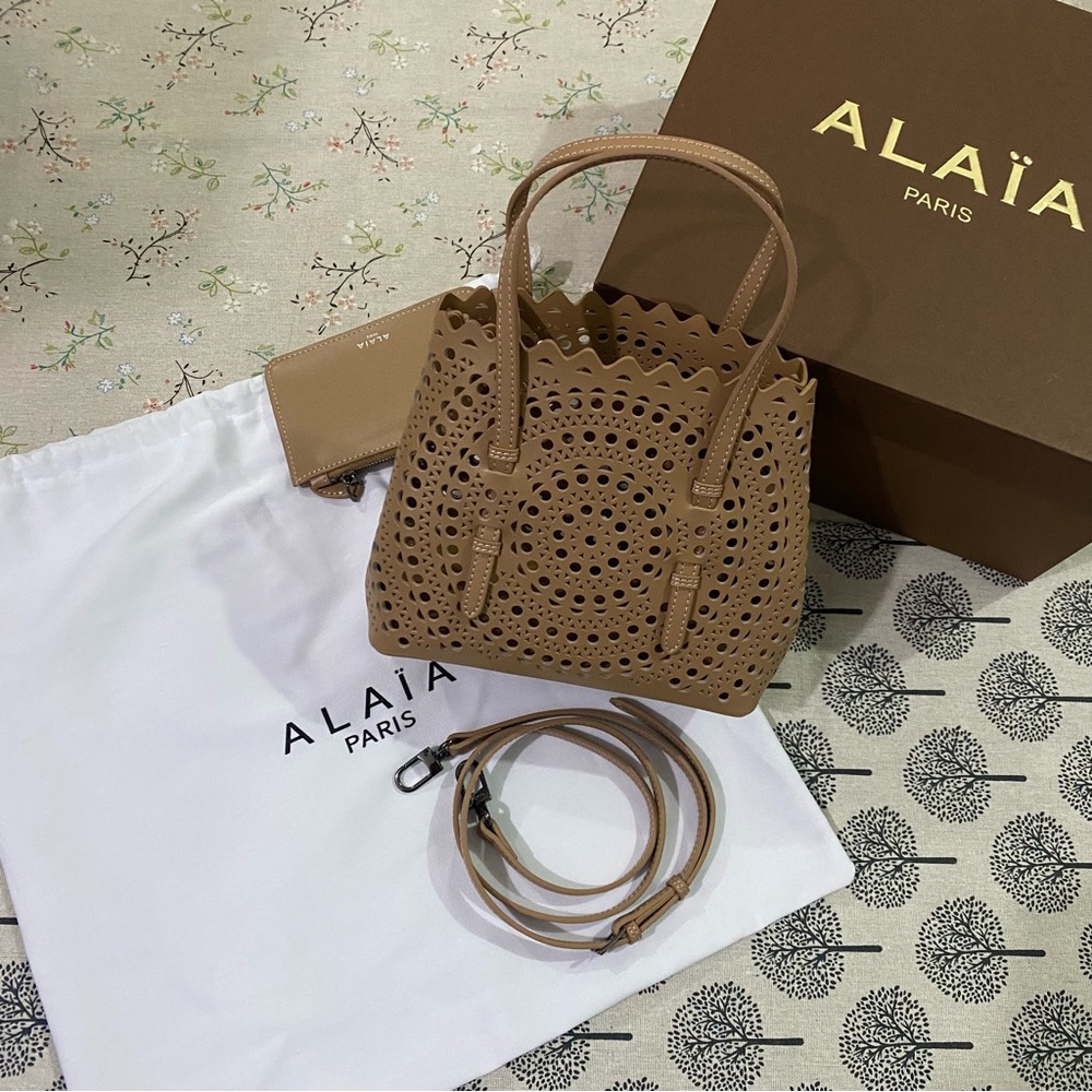 Alaïa Tan Laser-Cut Leather Tote